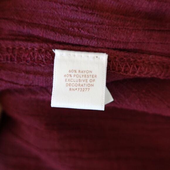 LC Lauren Conrad Long Sleeve Semi Sheer Peasant Top Burgundy Size XS - Picture 10 of 11